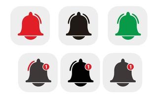 Glockensymbol. Türklingelsymbole für Apps wie YouTube, Alarmklingeln oder Abonnentenalarmsymbol, Kanalnachrichten-Erinnerungsglocken vektor