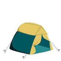 ein blau-gelbes Campingzelt vektor
