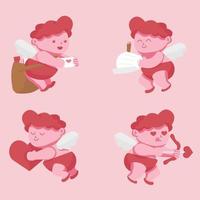 Vektor süße Amor Charakter in verschiedenen Position Set Sammlung, glücklicher Valentinstag im Cartoon-Stil