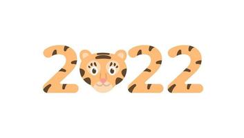 gott kinesiskt nytt år 2022. tigerhuvud karaktärsillustration. rolig, söt och bedårande. tiger zodiaken. kan användas för kalender, affisch, banner. platt tecknad stil. vektor design