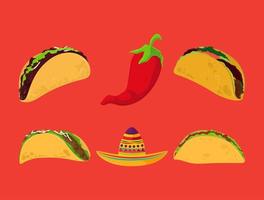 mexikanska taco ikoner vektor