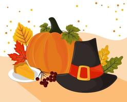 Thanksgiving-Essen und Hut vektor