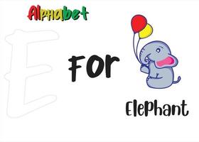 alphabet buchstabe e mit elefant vektor