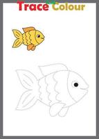 spåra och färglägga en fisk för barn vektor