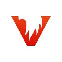 Brief v mit Feuer Logo Vorlage Illustration vektor