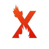 Brief x mit Feuer Logo Vorlage Illustration vektor