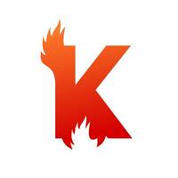 Brief k mit Feuer Logo Vorlage Illustration vektor