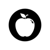 Apfel Obst Symbol Vektor auf schwarz Kreis