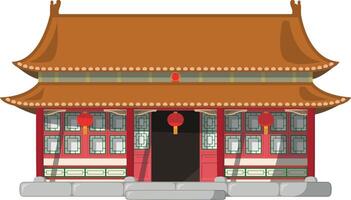 vektor illustration av en traditionell Kina hutong hus i tecknad serie stil isolerat på vit bakgrund. traditionell hus av de värld serier