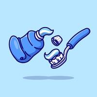 flytande tandkräm och tandborste tecknad serie vektor ikon illustration. friska objekt ikon begrepp isolerat premie vektor. platt tecknad serie stil