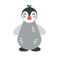 süß Karikatur Hand gezeichnet Baby Pinguin auf isoliert Weiß Hintergrund. Charakter von das Arktis Polar- Tiere zum das Logo, drucken, Design. Vektor Illustration