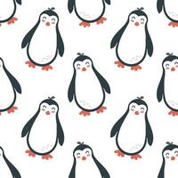 sömlös mönster med söt tecknad serie hand dra pingvin. design för utskrift, textil, tyg. vektor illustration