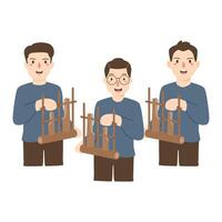 Menschen sind spielen Angklung, einer von das traditionell Instrument im Indonesien Illustration vektor