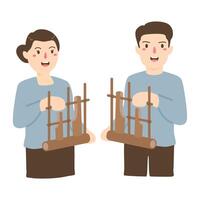 hand dragen människor med angklung illustration vektor