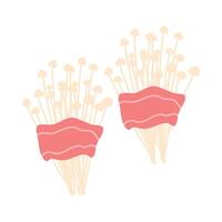 Enoki Pilz mit Speck Illustration vektor