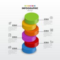 Vektor Stapel von bunt Zylinder Diagramm Infografik Vorlage mit 3d zum Diagramme, Grafiken, Präsentationen und Geschäft Konzept Diagramme mit 6 Optionen.