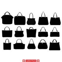 eleganta handväska vektor uppsättning tidlös Tillbehör för de modern kvinna