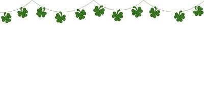 festlig flaggväv med klöver isolerat på vit bakgrund. irländsk Semester - Lycklig helgon Patricks dag bakgrund med grön flaggväv vimplar. vektor illustration för hälsning kort, affisch, baner