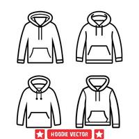 stilvoll Strassenmode Silhouetten Kapuzenpullover Sammlung zum bekleidung Designer vektor