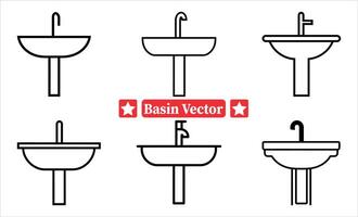 elegant handfat silhuett uppsättning mångsidig vektor grafik för badrum design begrepp