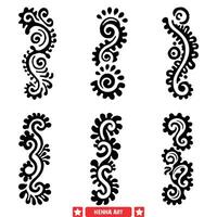 schick Henna Kunst Silhouette einstellen modisch Designs zum stilvoll Digital und drucken Medien vektor