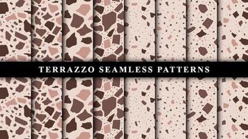 Satz nahtlose Terrazzo-Muster. Terrazzobodenmuster. nahtloses Terrazzo-Muster. Sammlung von Terrazzomustern vektor