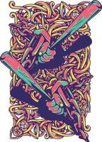 bunt T-Shirt Design mit Baseball Fledermäuse vektor