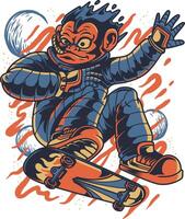 ein Karikatur Affe Reiten ein Skateboard vektor