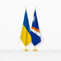 ukraina och marshall öar flaggor på flagga stå, illustration för diplomati och Övrig möte mellan ukraina och marshall öar. vektor