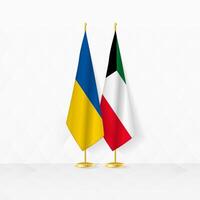 ukraina och kuwait flaggor på flagga stå, illustration för diplomati och Övrig möte mellan ukraina och kuwait. vektor