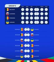 grupp e tavlan av europeisk fotboll 2024 turnering. Allt spel match schema. vektor