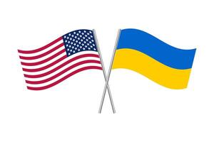 Land Flaggen. USA und Ukraine vereinigt. ein horizontal Banner mit zwei winken Flaggen. Vektor. vektor