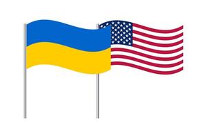Land flaggor. USA och ukraina förenad. en horisontell baner med två vinka flaggor. vektor. vektor