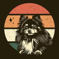 pomeranian hund retro tshirt design vektor illustration