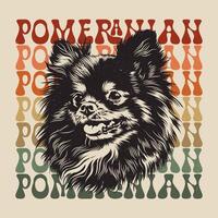 pomeranian hund retro atmosfär t skjorta design vektor illustration