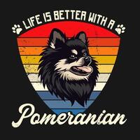 pomeranian hund retro tshirt design vektor illustration