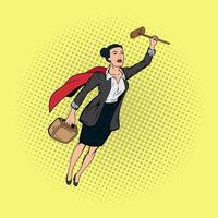 kvinnor advokat super hjälte komisk pop- konst vektor stock illustration