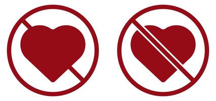 Liebe Herz Verbot verbieten Symbol. nicht erlaubt zu Liebe. vektor
