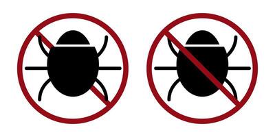 Milbe Insekt Verbot verbieten Symbol. nicht erlaubt Computer Virus Fehler. vektor