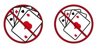 Poker Verbot verbieten Symbol. nicht erlaubt illegal Glücksspiel . vektor