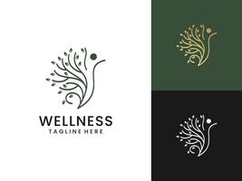 träd och blad abstrakt wellness logotyp design vektor