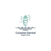 mercusuar kust dental logotyp design vektor