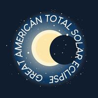 großartig amerikanisch gesamt Solar- Finsternis Banner im runden Form. handgemalt Illustration von Solar- Finsternis. vektor