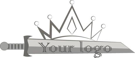 Schwert und Krone Logo mit Text auf das Klinge vektor