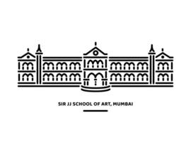 Herr jj Schule von Kunst Mumbai Gebäude Vektor Linie Illustration.
