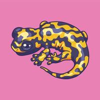 söt brand salamander djur- tecknad serie karaktär vektor illustration.