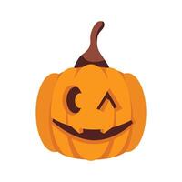 pumpa på vit bakgrund Lycklig halloween Semester skrämmande orange pumpa med leende vektor