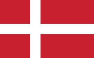 Danmark flagga vektor illustration. Danmark nationell flagga.