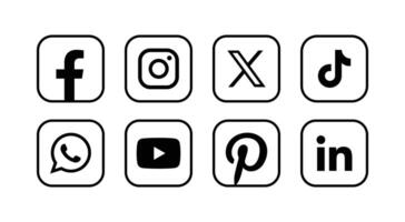 einstellen von Sozial Medien Symbole. Beliebt Sozial Medien Logo Sammlung. vektor