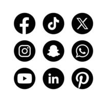 uppsättning av social media ikoner. populär social media logotyp samling. vektor
